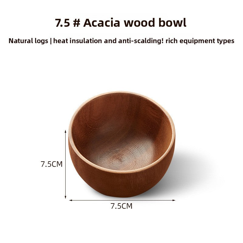 Handcrafted Acacia Wood Bowl - Japanese-Inspired Natural Wooden Serving Bowl