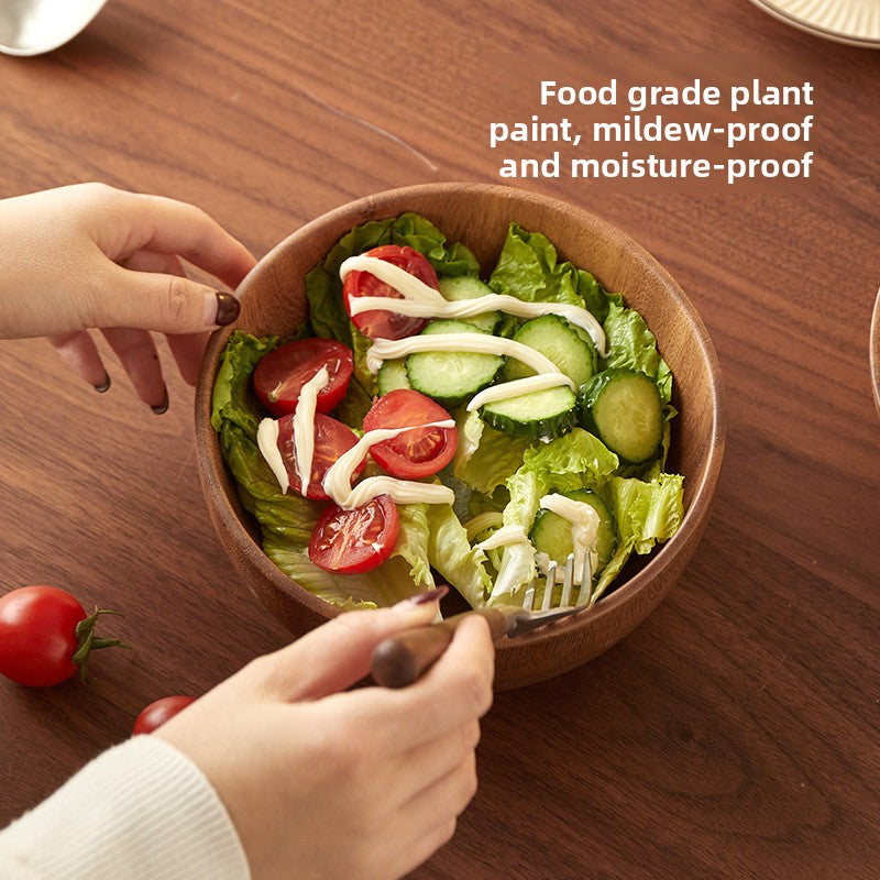 Handcrafted Acacia Wood Bowl - Japanese-Inspired Natural Wooden Serving Bowl