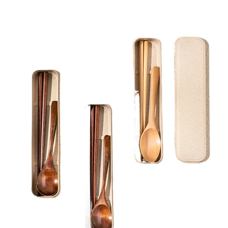 Premium Wooden Chopsticks & Spoon Set with Travel Case - Eco-Friendly Dining