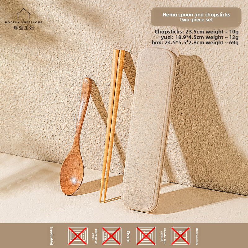 Premium Wooden Chopsticks & Spoon Set with Travel Case - Eco-Friendly Dining