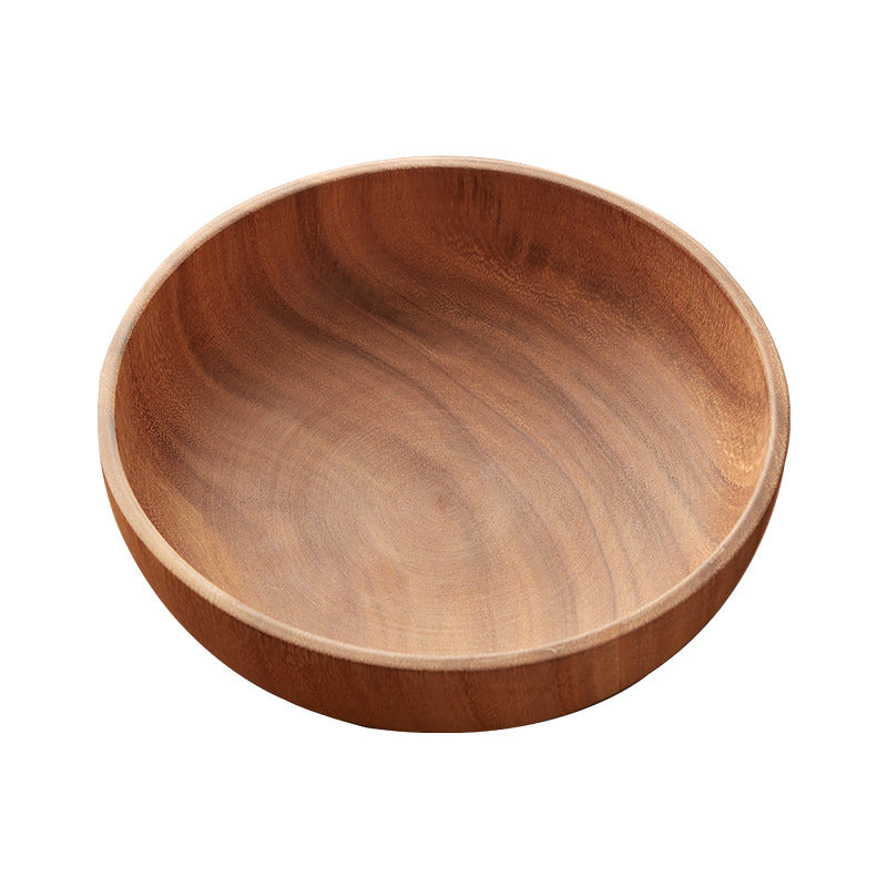 Handcrafted Acacia Wood Bowl - Japanese-Inspired Natural Wooden Serving Bowl