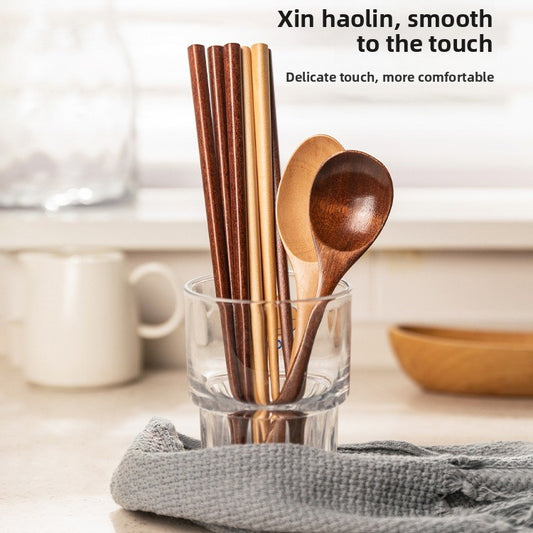 Premium Wooden Chopsticks & Spoon Set with Travel Case - Eco-Friendly Dining