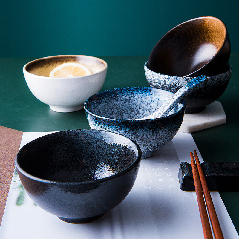 Handcrafted Japanese-Style Porcelain Rice Bowl - Traditional Ceramic Dinnerware