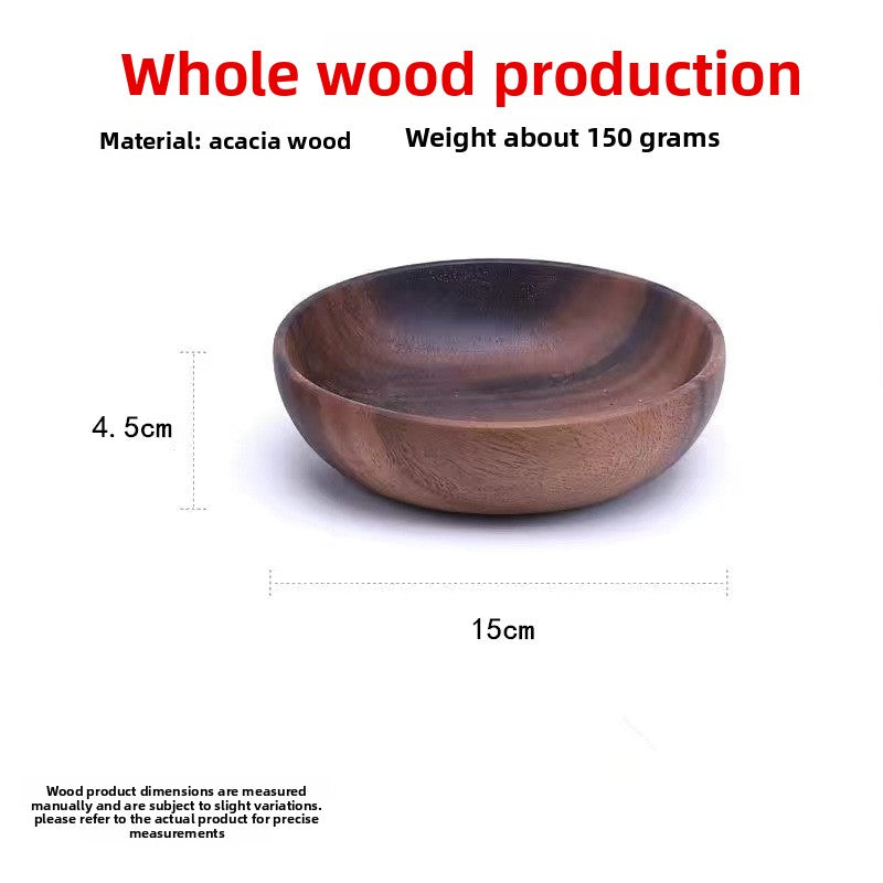 Handcrafted Acacia Wood Bowl - Japanese-Inspired Natural Wooden Serving Bowl