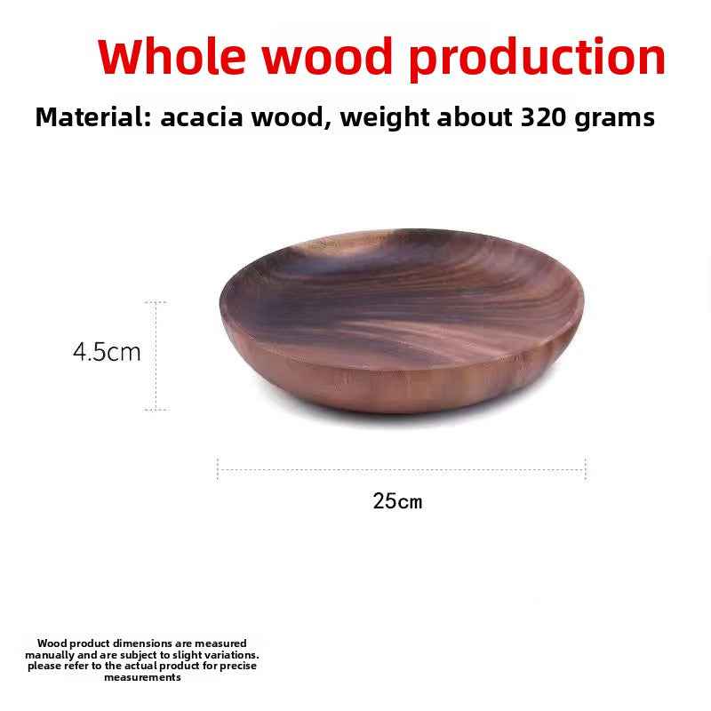 Handcrafted Acacia Wood Bowl - Japanese-Inspired Natural Wooden Serving Bowl