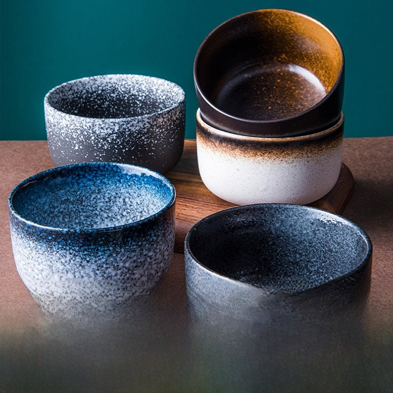 Handcrafted Japanese-Style Porcelain Rice Bowl - Traditional Ceramic Dinnerware