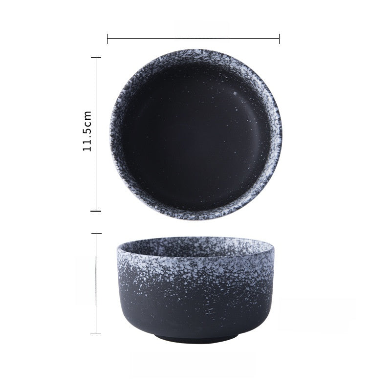 Handcrafted Japanese-Style Porcelain Rice Bowl - Traditional Ceramic Dinnerware