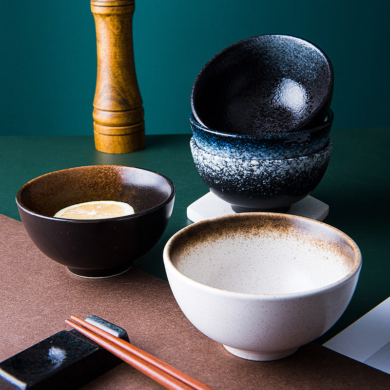 Handcrafted Japanese-Style Porcelain Rice Bowl - Traditional Ceramic Dinnerware