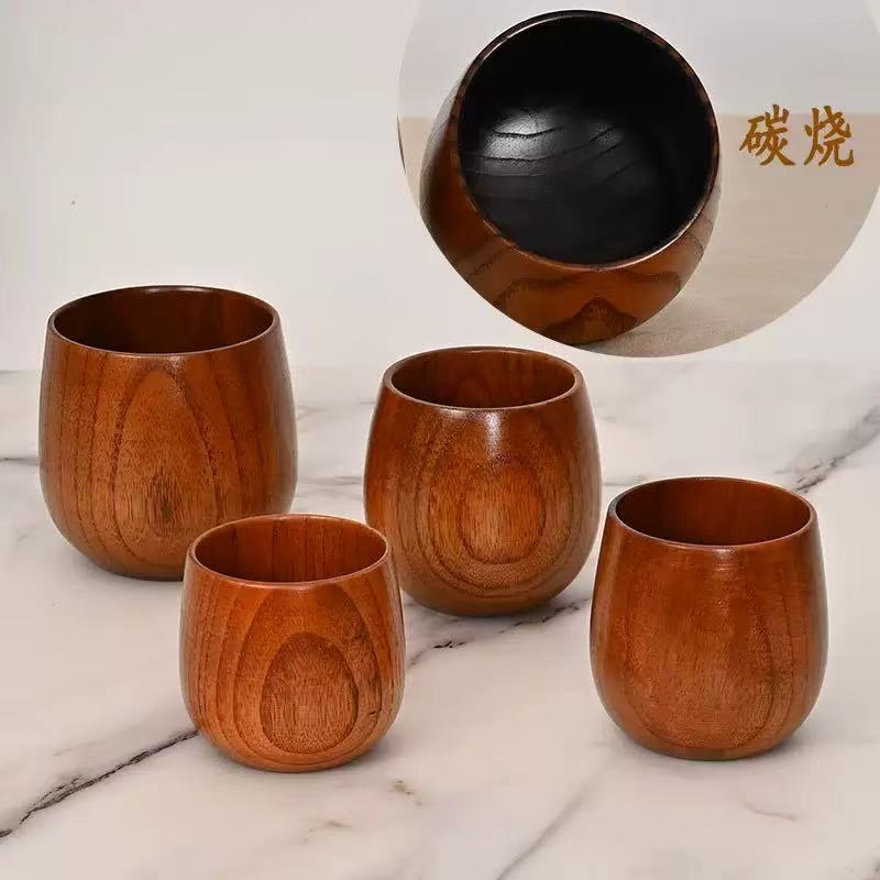 Handcrafted Carbonized Jujube Wood Cup - Traditional Wooden Drinkware