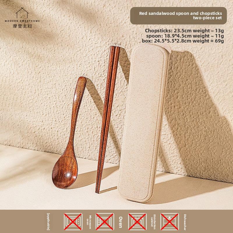 Premium Wooden Chopsticks & Spoon Set with Travel Case - Eco-Friendly Dining