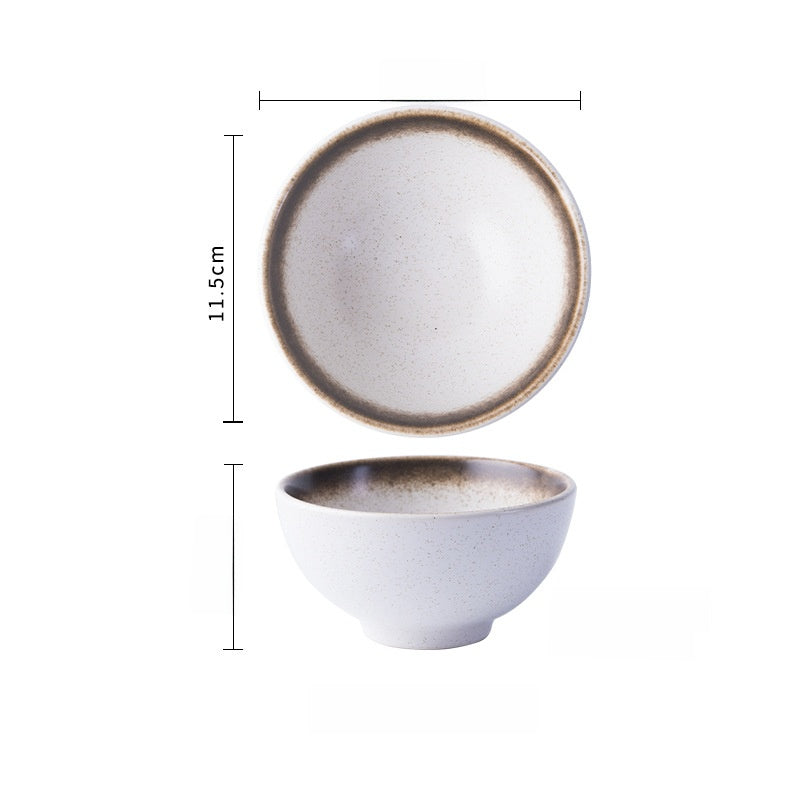 Handcrafted Japanese-Style Porcelain Rice Bowl - Traditional Ceramic Dinnerware