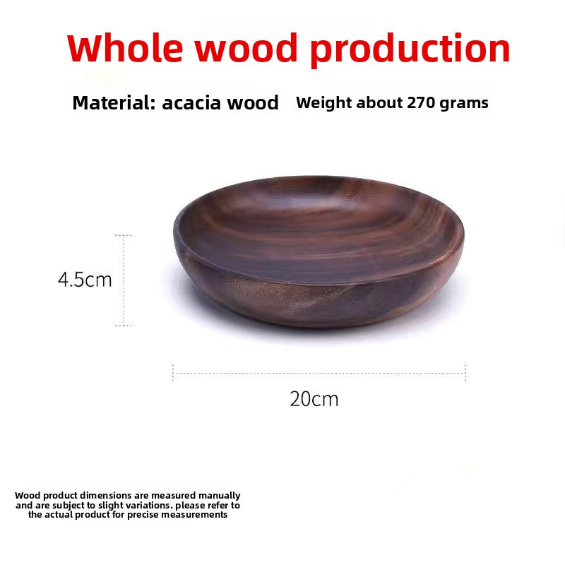 Handcrafted Acacia Wood Bowl - Japanese-Inspired Natural Wooden Serving Bowl